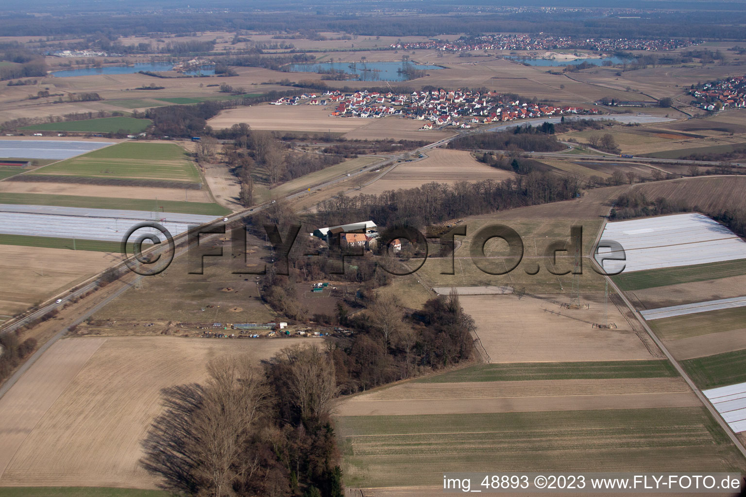 Luftbild von Rheinzabern, Wanzheimer Mühle im Bundesland Rheinland-Pfalz, Deutschland