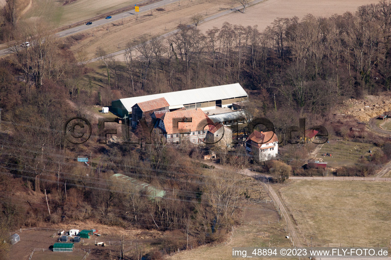 Luftaufnahme von Rheinzabern, Wanzheimer Mühle im Bundesland Rheinland-Pfalz, Deutschland