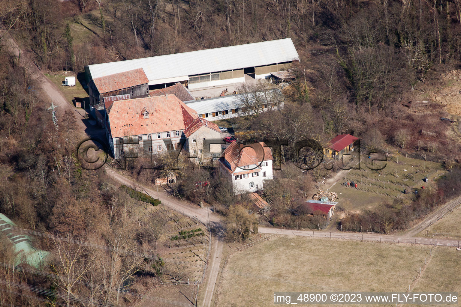 Rheinzabern, Wanzheimer Mühle im Bundesland Rheinland-Pfalz, Deutschland vom Flugzeug aus