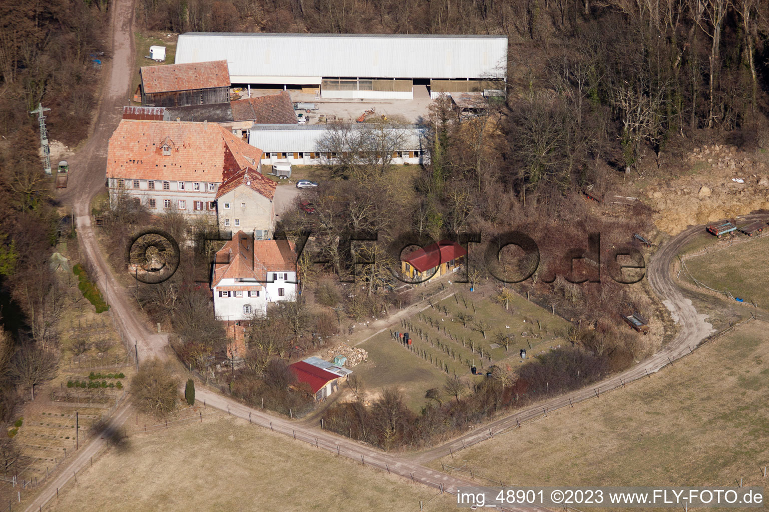 Rheinzabern, Wanzheimer Mühle im Bundesland Rheinland-Pfalz, Deutschland aus der Vogelperspektive