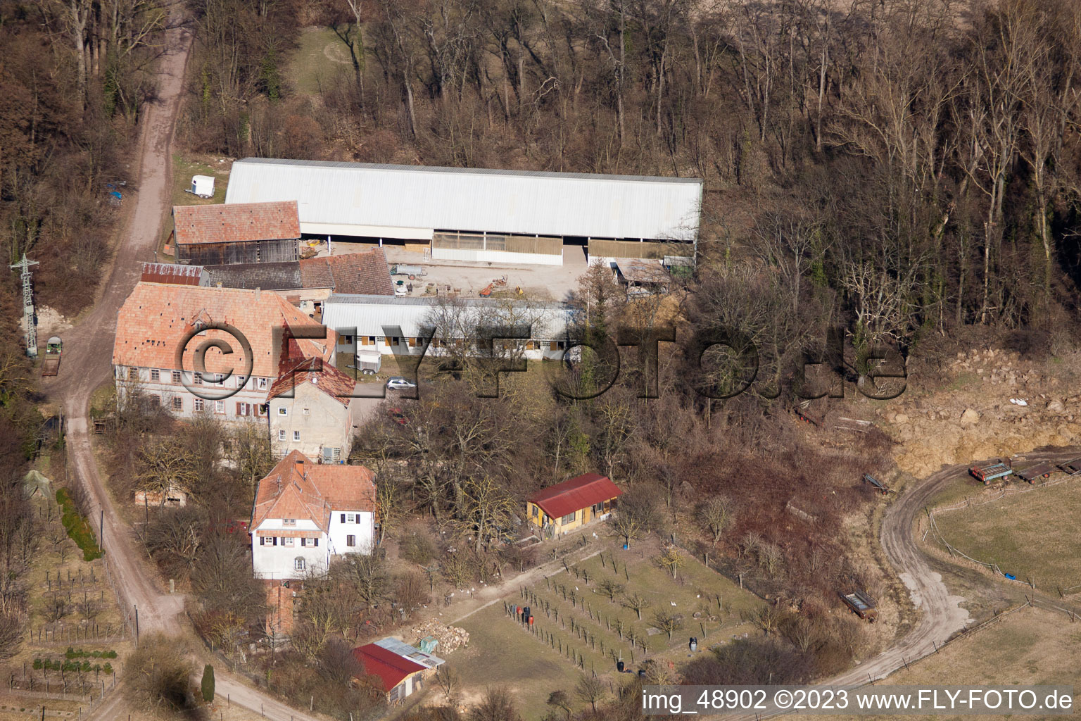 Rheinzabern, Wanzheimer Mühle im Bundesland Rheinland-Pfalz, Deutschland aus der Luft betrachtet