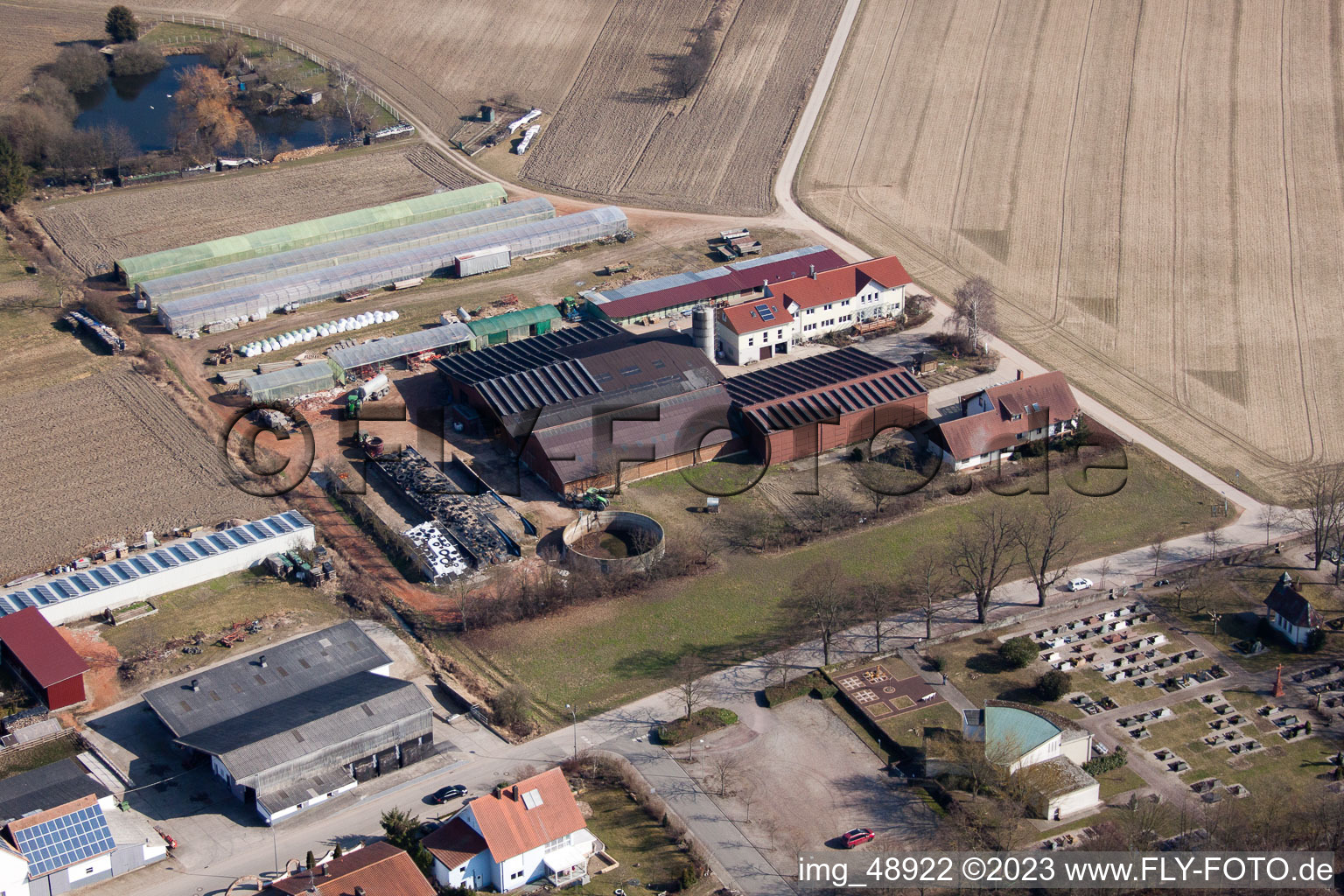 Luftbild von Neupotz, Schmiedhof im Bundesland Rheinland-Pfalz, Deutschland