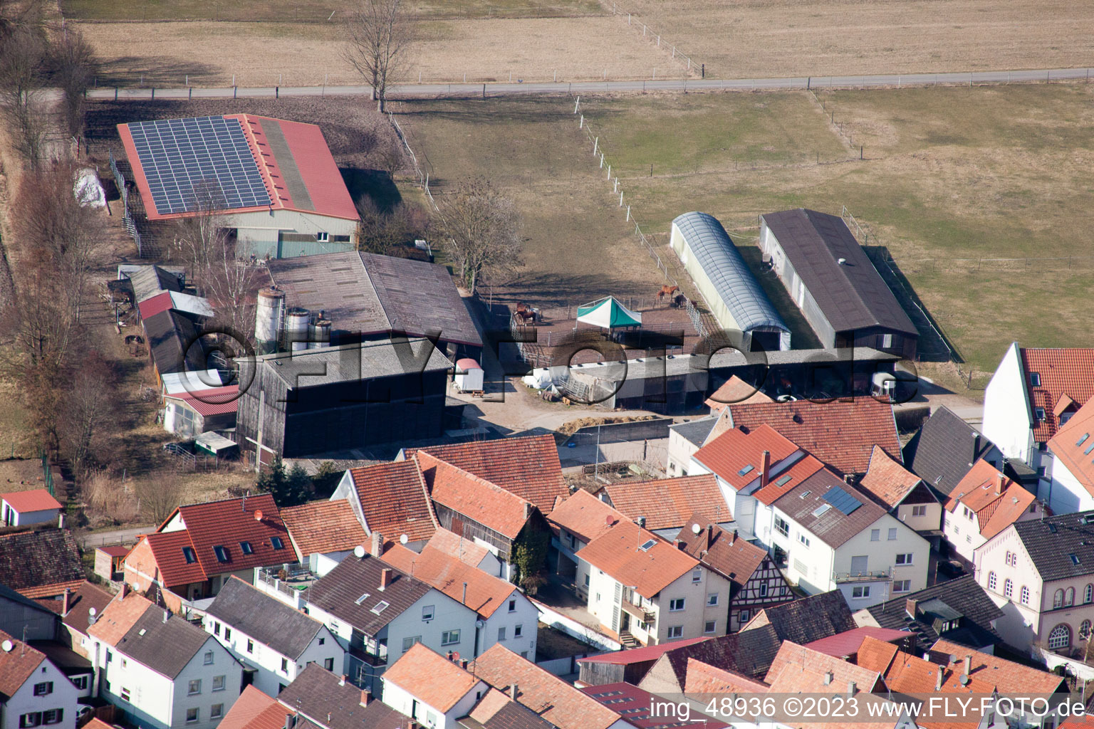 Drohnenaufname von Neupotz im Bundesland Rheinland-Pfalz, Deutschland