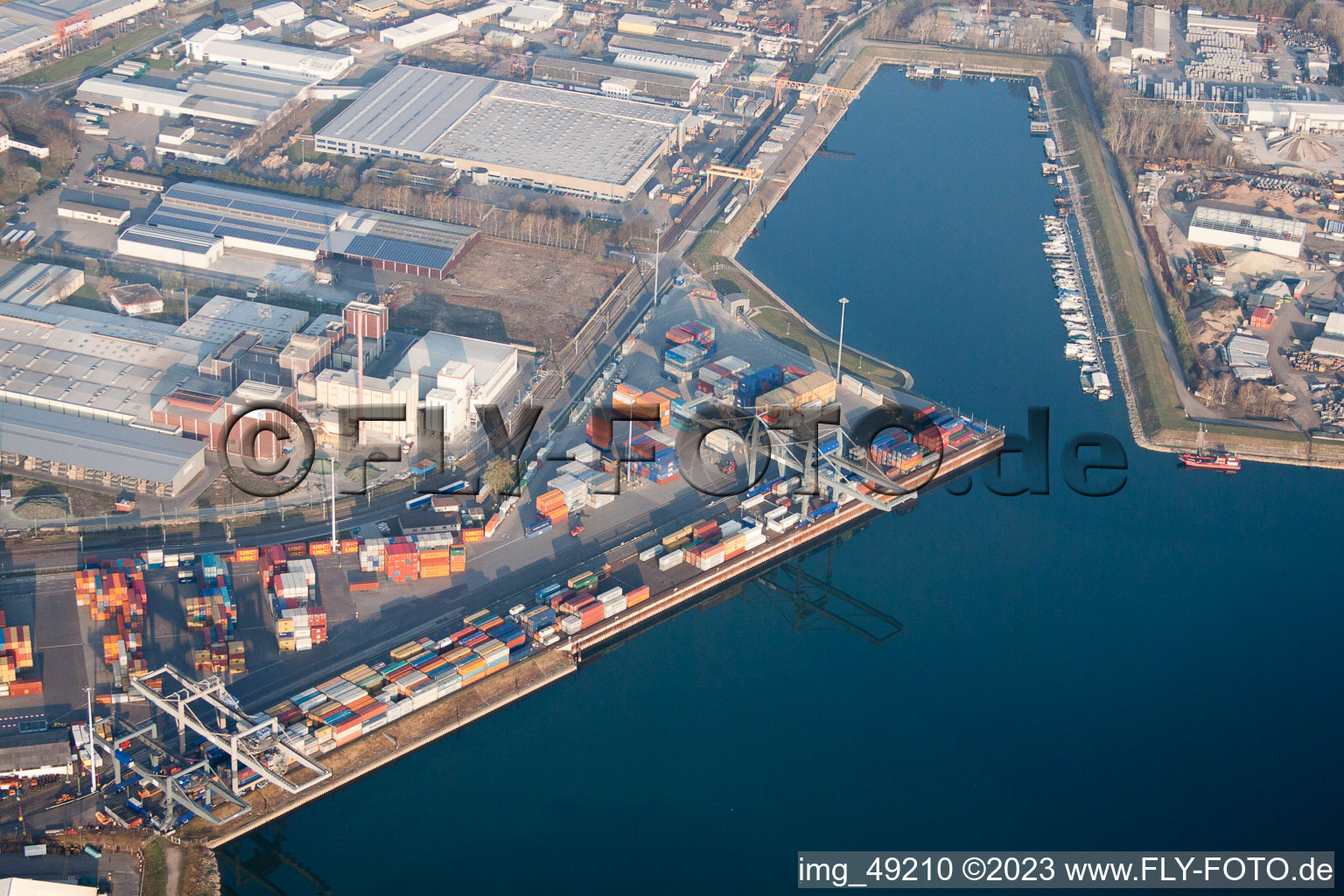 Luftbild von Germersheim, Hafen im Bundesland Rheinland-Pfalz, Deutschland