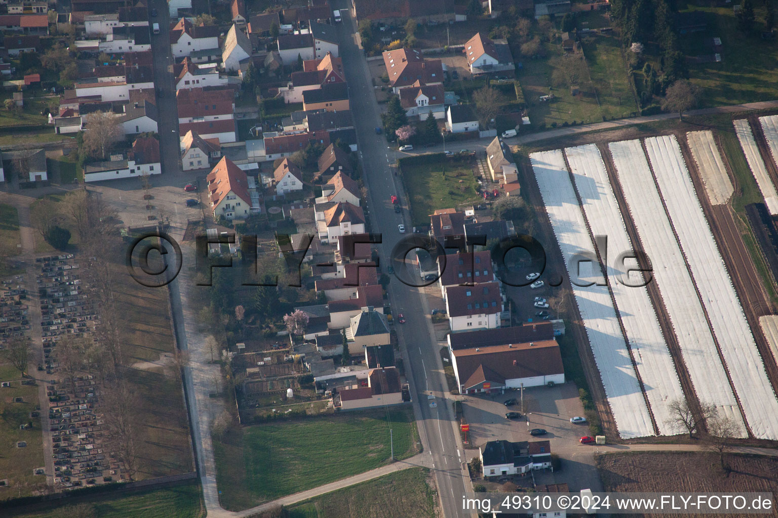 Lingenfeld im Bundesland Rheinland-Pfalz, Deutschland aus der Drohnenperspektive