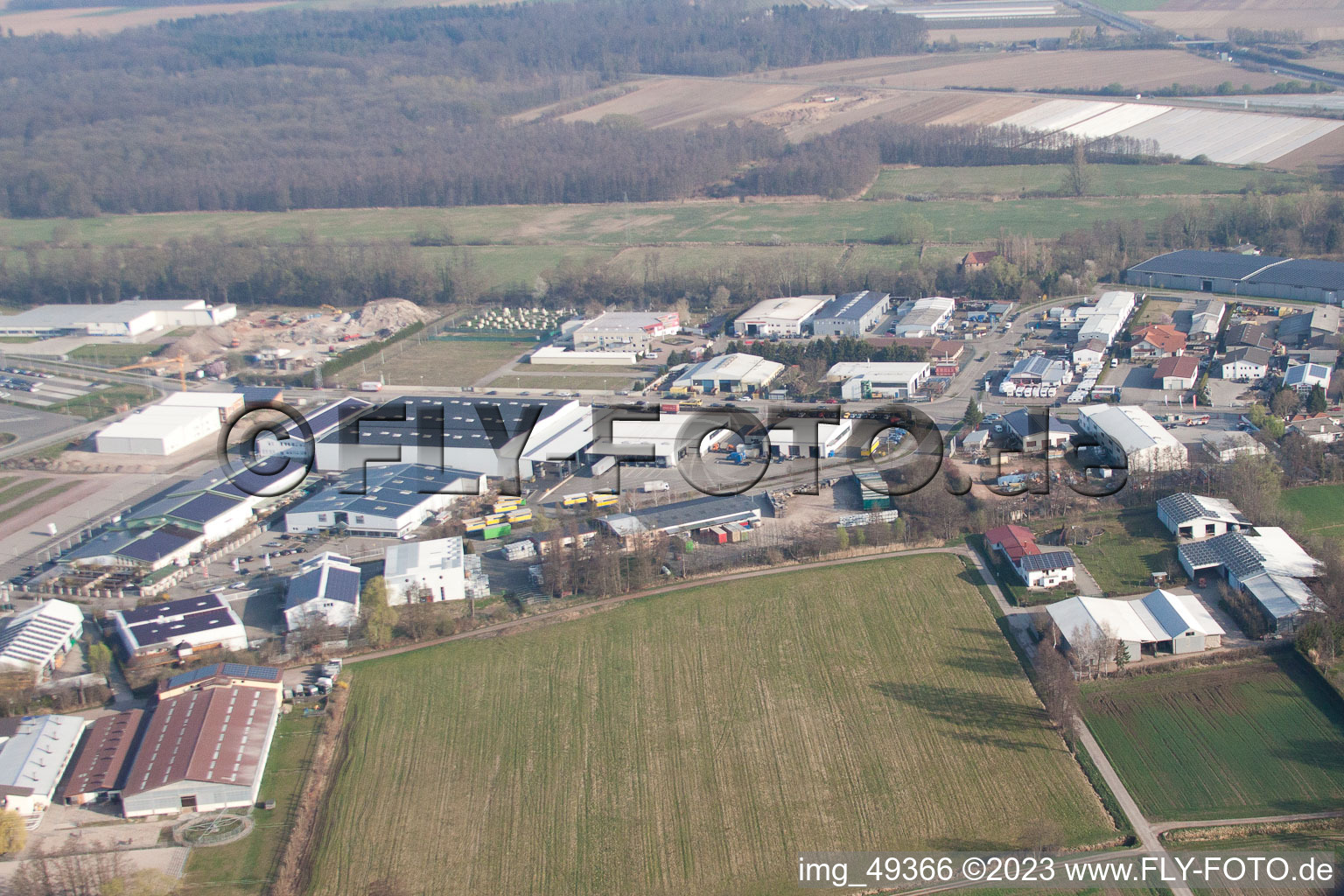 Gewerbegebiet Horst im Ortsteil Minderslachen in Kandel im Bundesland Rheinland-Pfalz, Deutschland vom Flugzeug aus