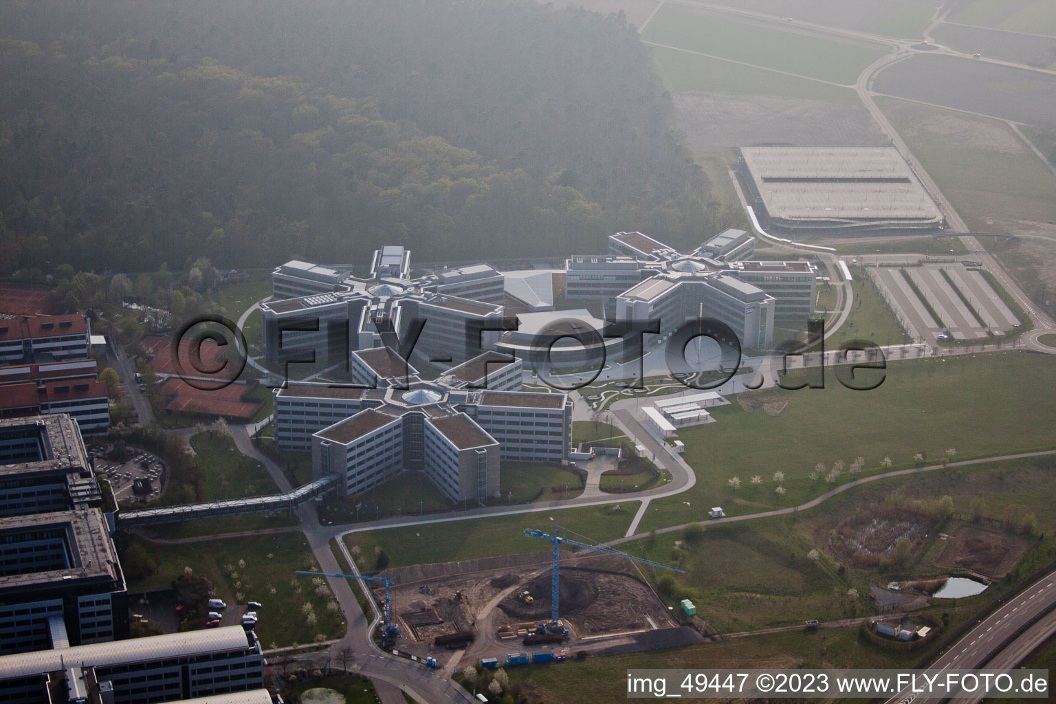 Luftbild von Walldorf, Industriegebiet, SAP AG im Bundesland Baden-Württemberg, Deutschland