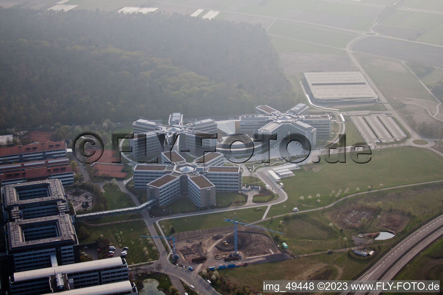 Luftaufnahme von Walldorf, Industriegebiet, SAP AG im Bundesland Baden-Württemberg, Deutschland