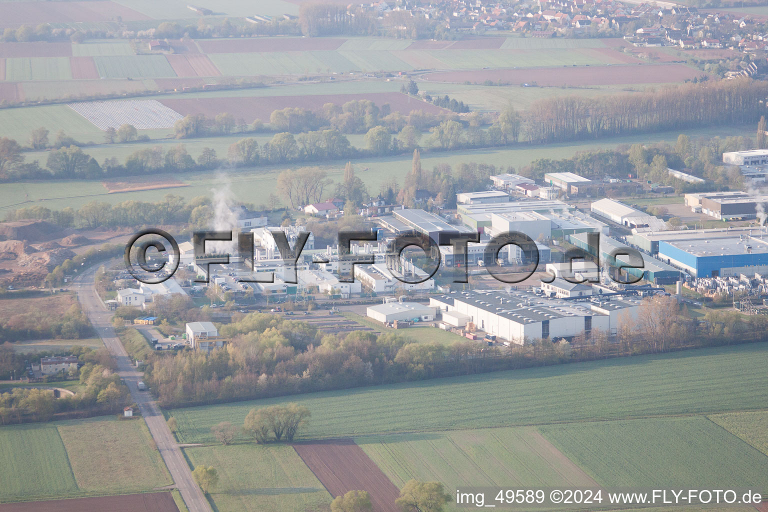 Offenbach an der Queich, Industriegebiet im Bundesland Rheinland-Pfalz, Deutschland aus der Vogelperspektive