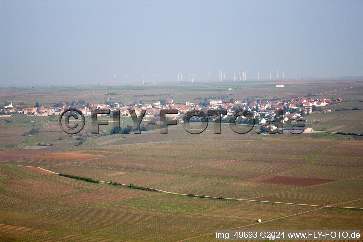 Ober-Flörsheim im Bundesland Rheinland-Pfalz, Deutschland aus der Vogelperspektive