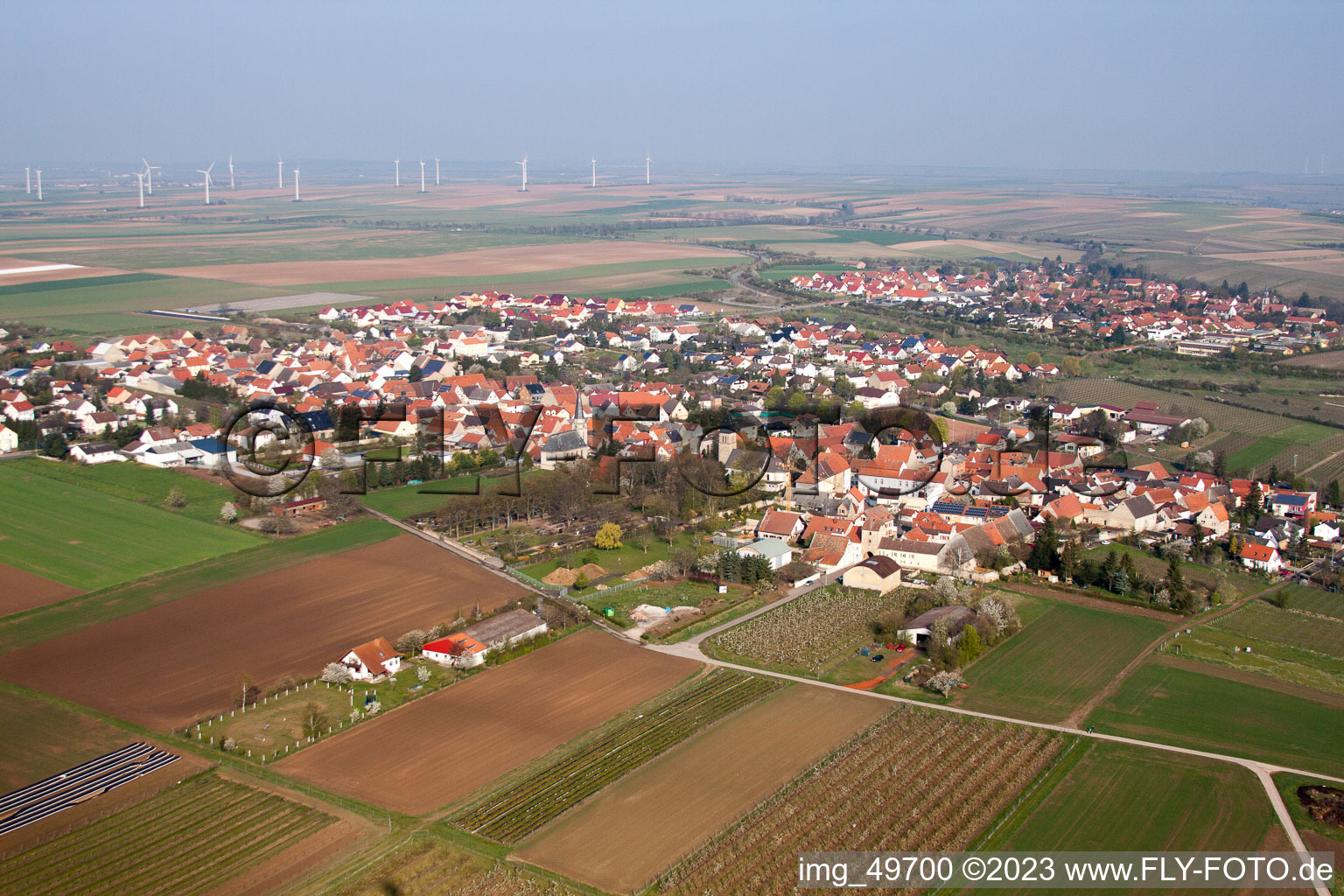 Ober-Flörsheim im Bundesland Rheinland-Pfalz, Deutschland aus der Luft betrachtet