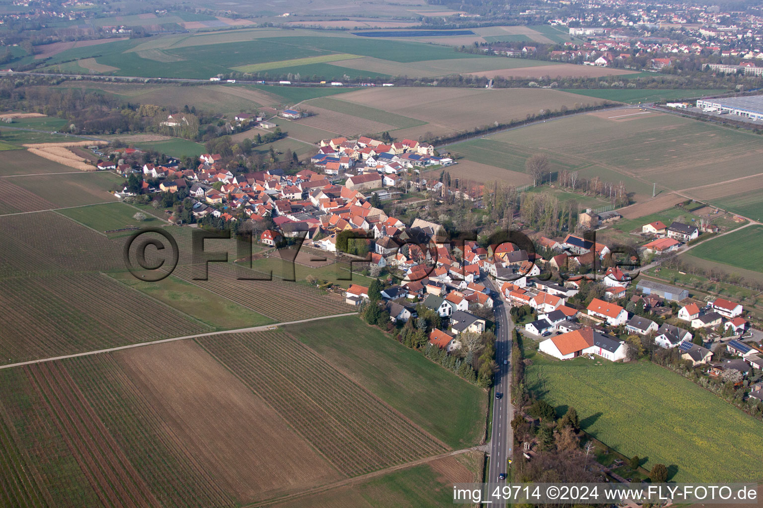 Luftbild von Dorf - Ansicht in Gau-Heppenheim im Bundesland Rheinland-Pfalz, Deutschland