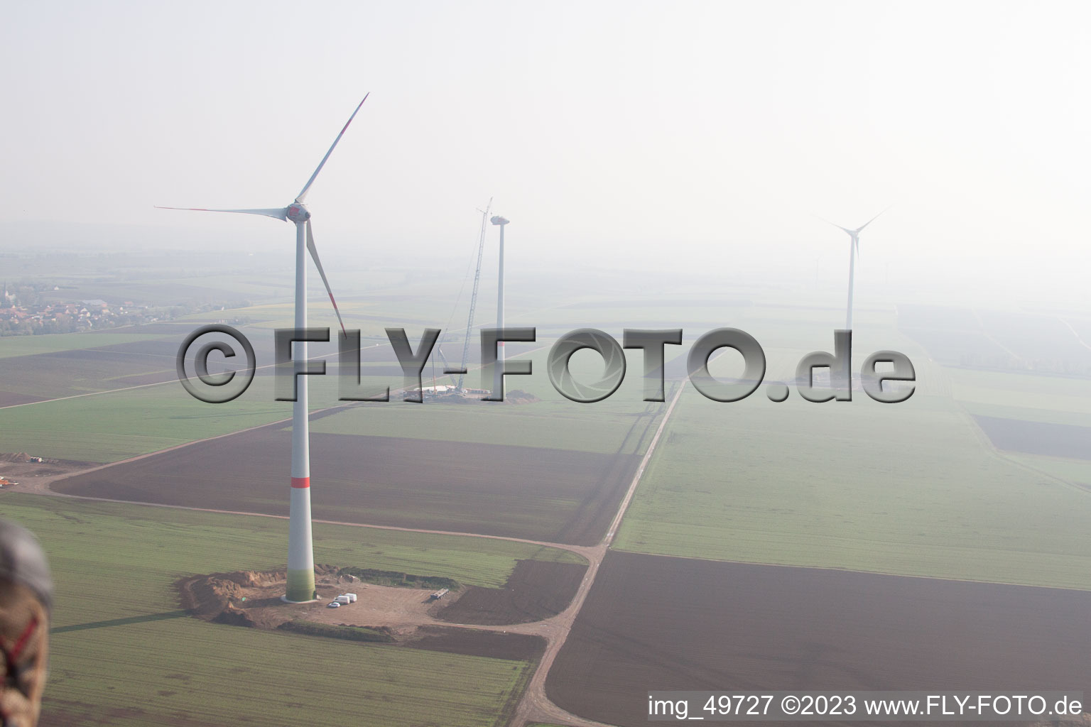 Luftbild von Gabsheim, Windkraftanlagenbaustelle im Bundesland Rheinland-Pfalz, Deutschland