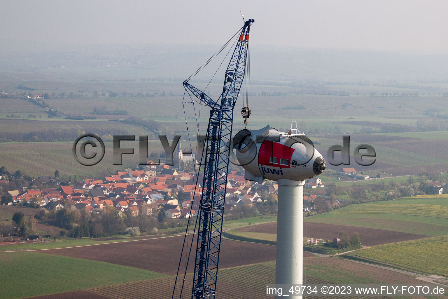 Gabsheim, Windkraftanlagenbaustelle im Bundesland Rheinland-Pfalz, Deutschland aus der Luft