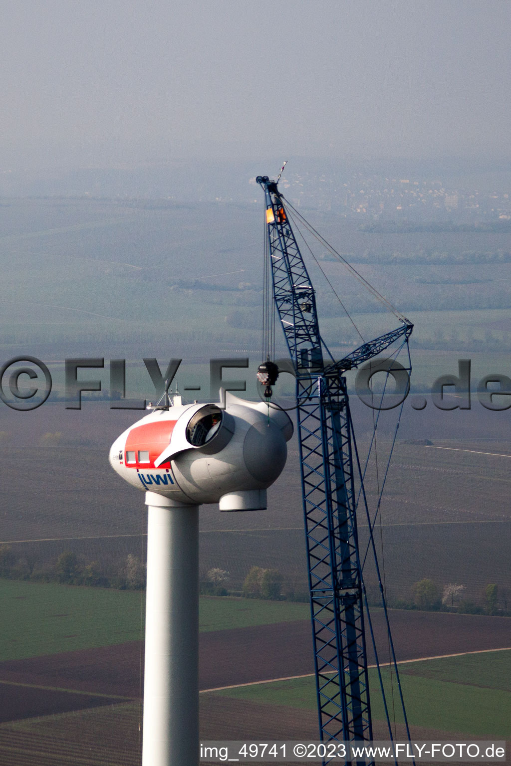 Gabsheim, Windkraftanlagenbaustelle im Bundesland Rheinland-Pfalz, Deutschland aus der Vogelperspektive