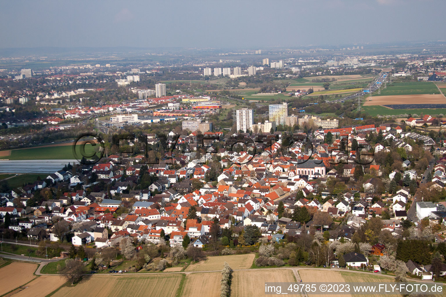 Ortsteil Marienborn in Mainz im Bundesland Rheinland-Pfalz, Deutschland von oben gesehen