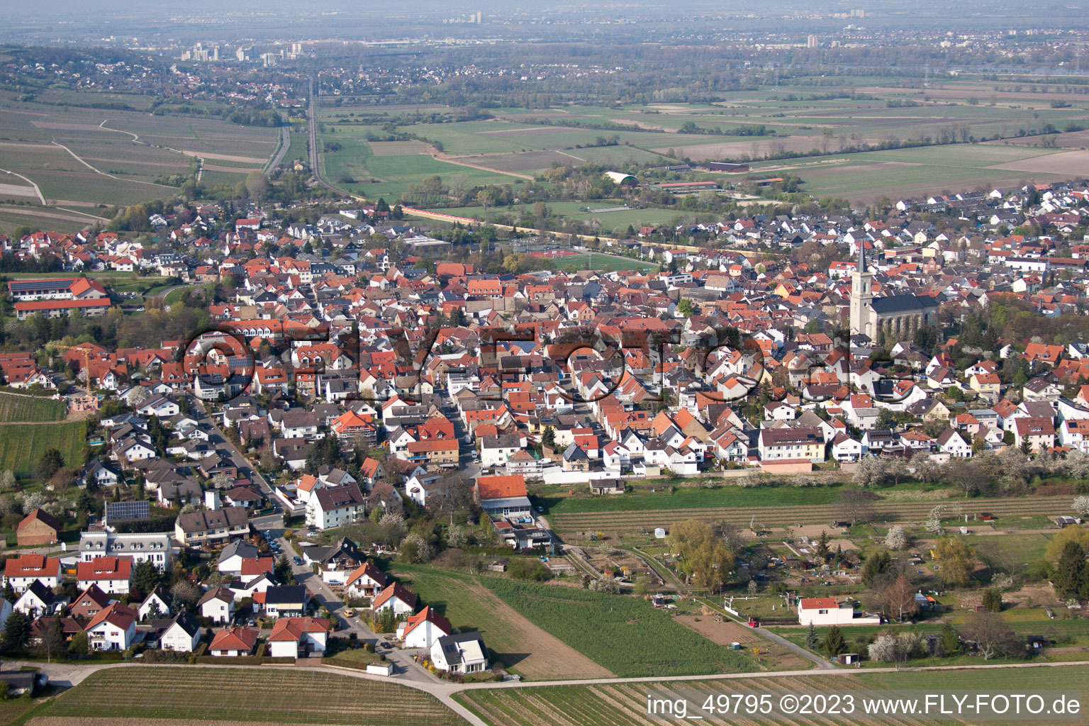 Luftbild von Mainz-Bodenheim im Bundesland Rheinland-Pfalz, Deutschland