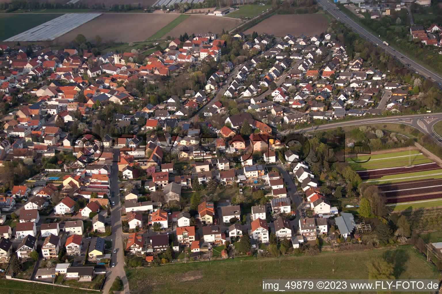 Ortsteil Schauernheim in Dannstadt-Schauernheim im Bundesland Rheinland-Pfalz, Deutschland von oben gesehen