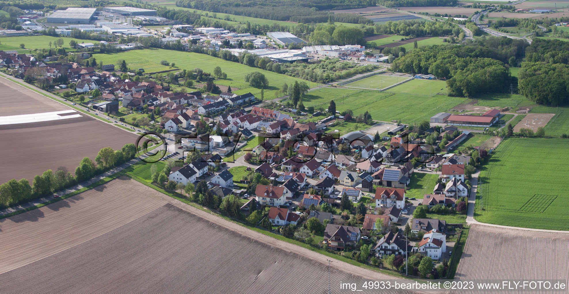 Panorama im Ortsteil Minderslachen in Kandel im Bundesland Rheinland-Pfalz, Deutschland