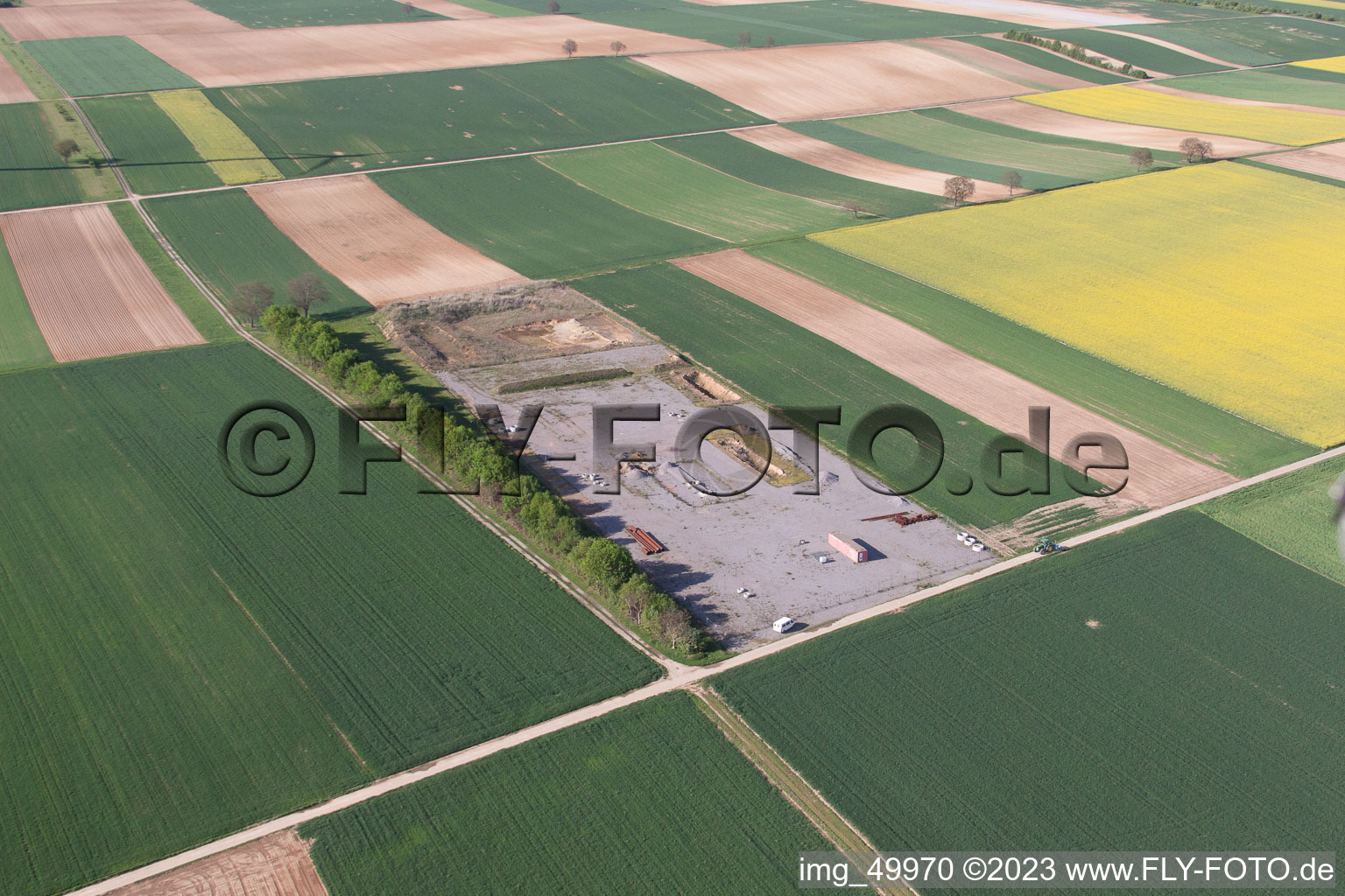 Luftaufnahme von Herxheimweyher, Geothermiebaustelle im Bundesland Rheinland-Pfalz, Deutschland