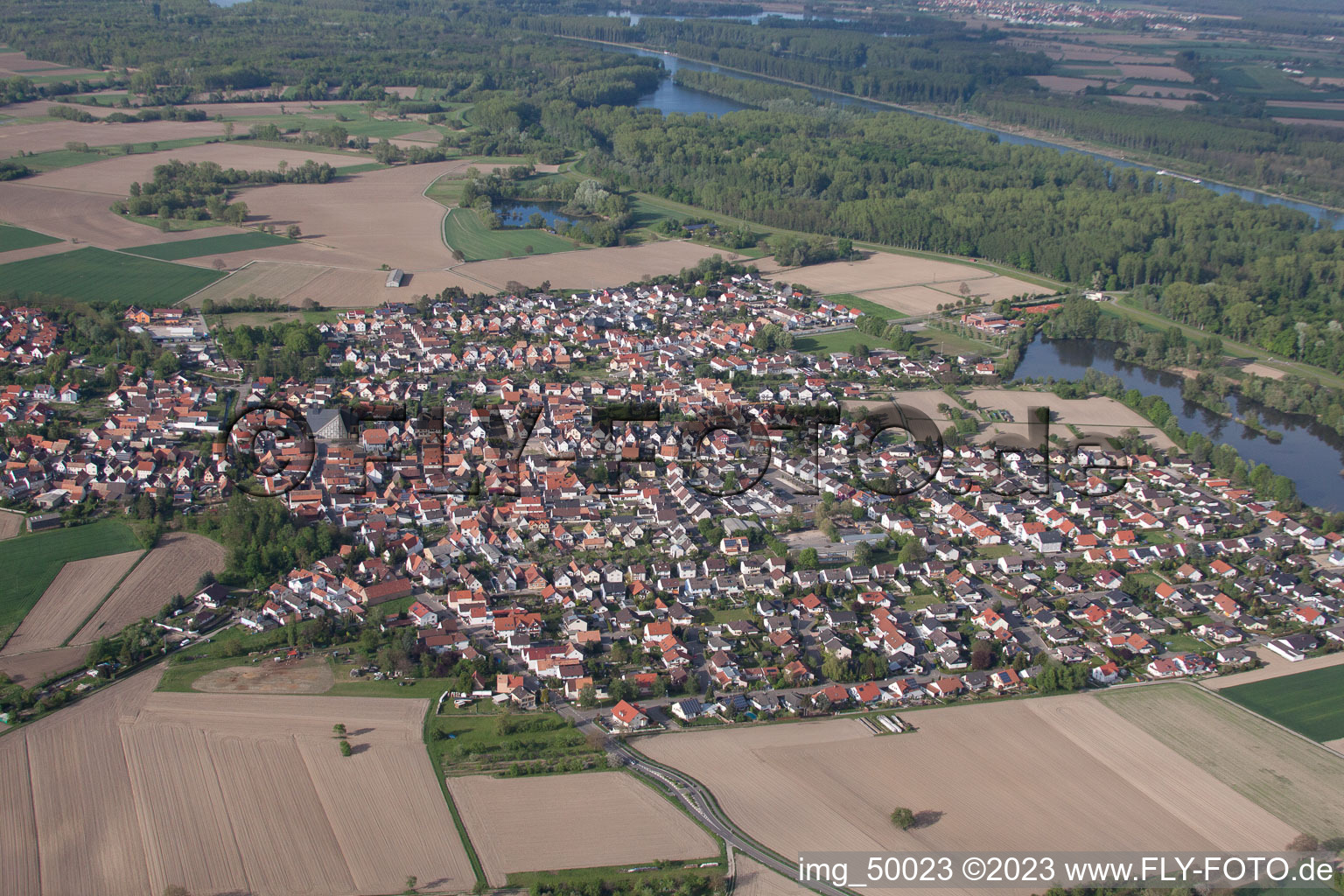 Leimersheim im Bundesland Rheinland-Pfalz, Deutschland von oben