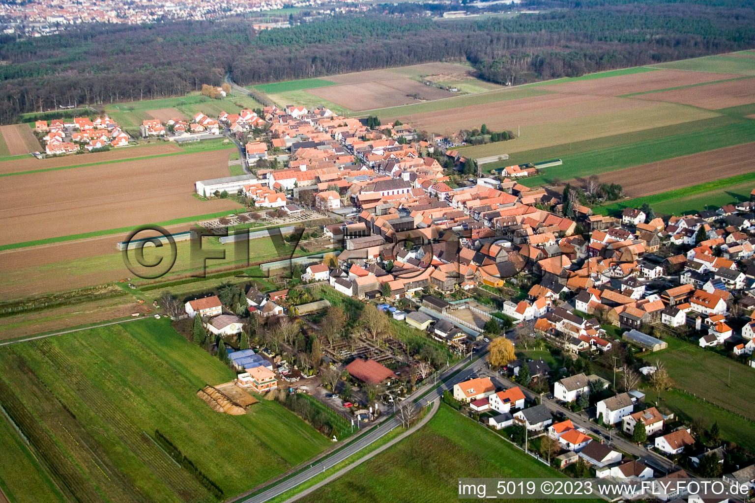 Luftbild von Baumschule/Gärtnerei Konrad im Ortsteil Hayna in Herxheim bei Landau/Pfalz im Bundesland Rheinland-Pfalz, Deutschland