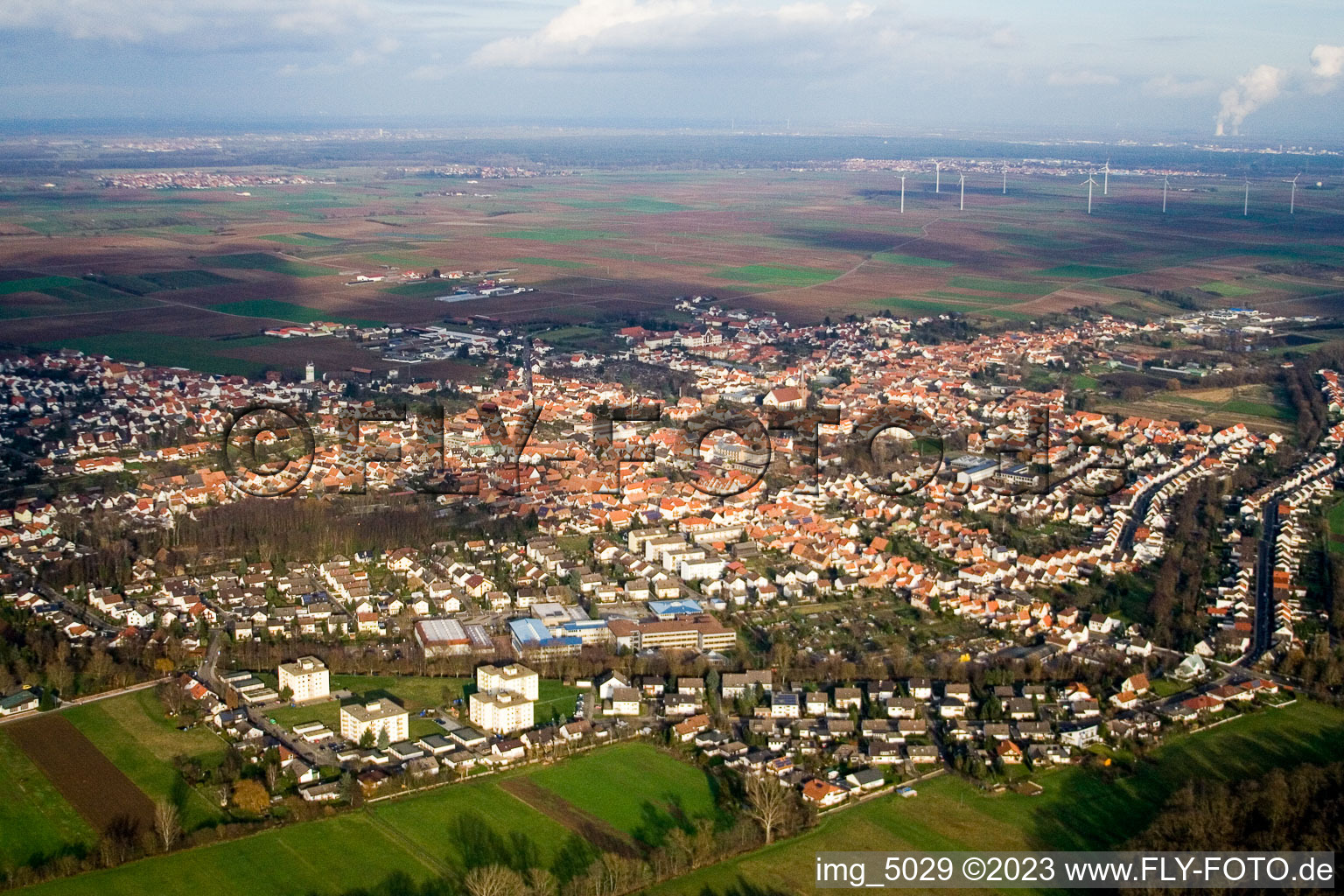 Luftbild von Herxheim von Südwesten in Herxheim bei Landau/Pfalz im Bundesland Rheinland-Pfalz, Deutschland