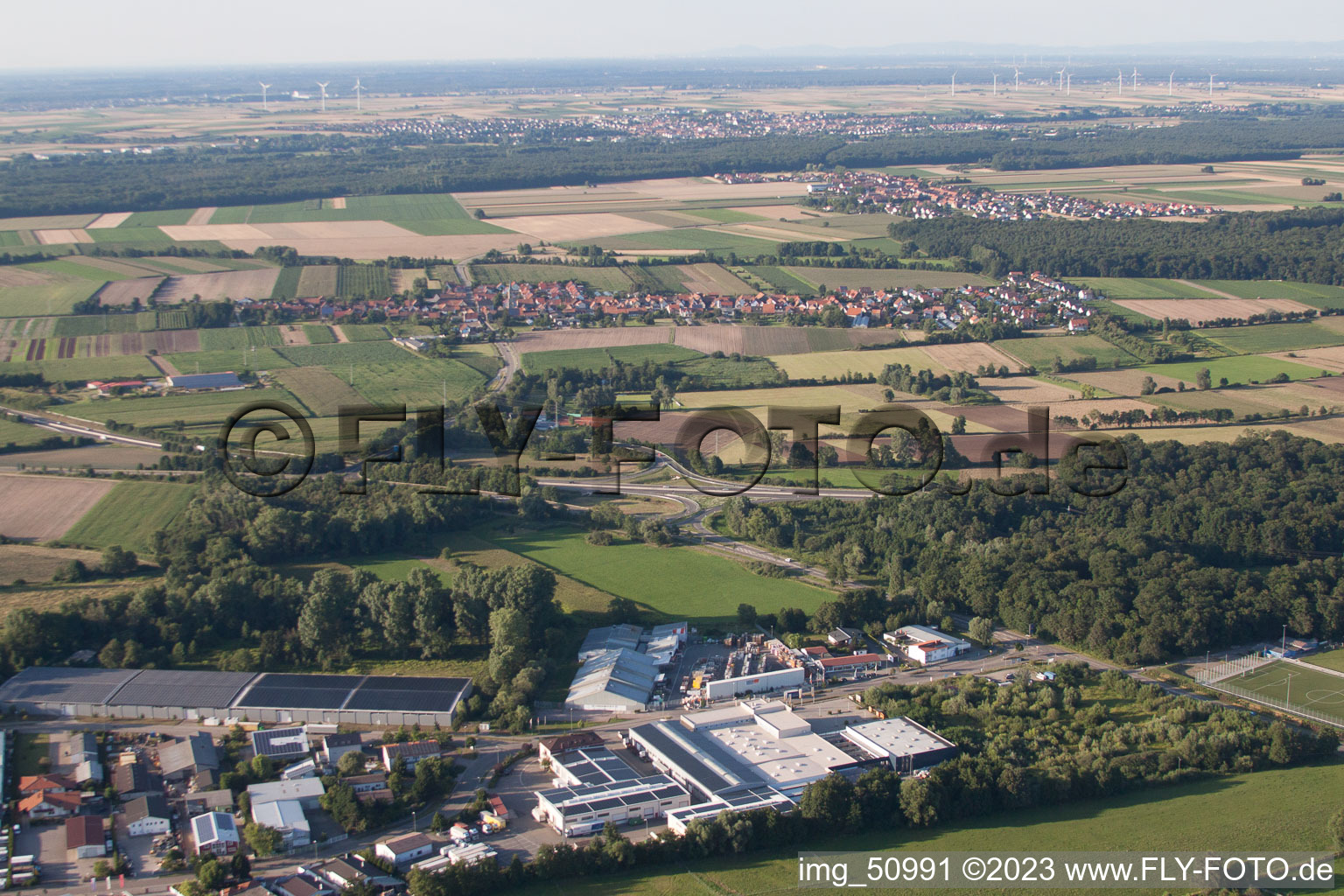 Luftbild von Minderslachen, Industriegebiet Horst in Kandel im Bundesland Rheinland-Pfalz, Deutschland