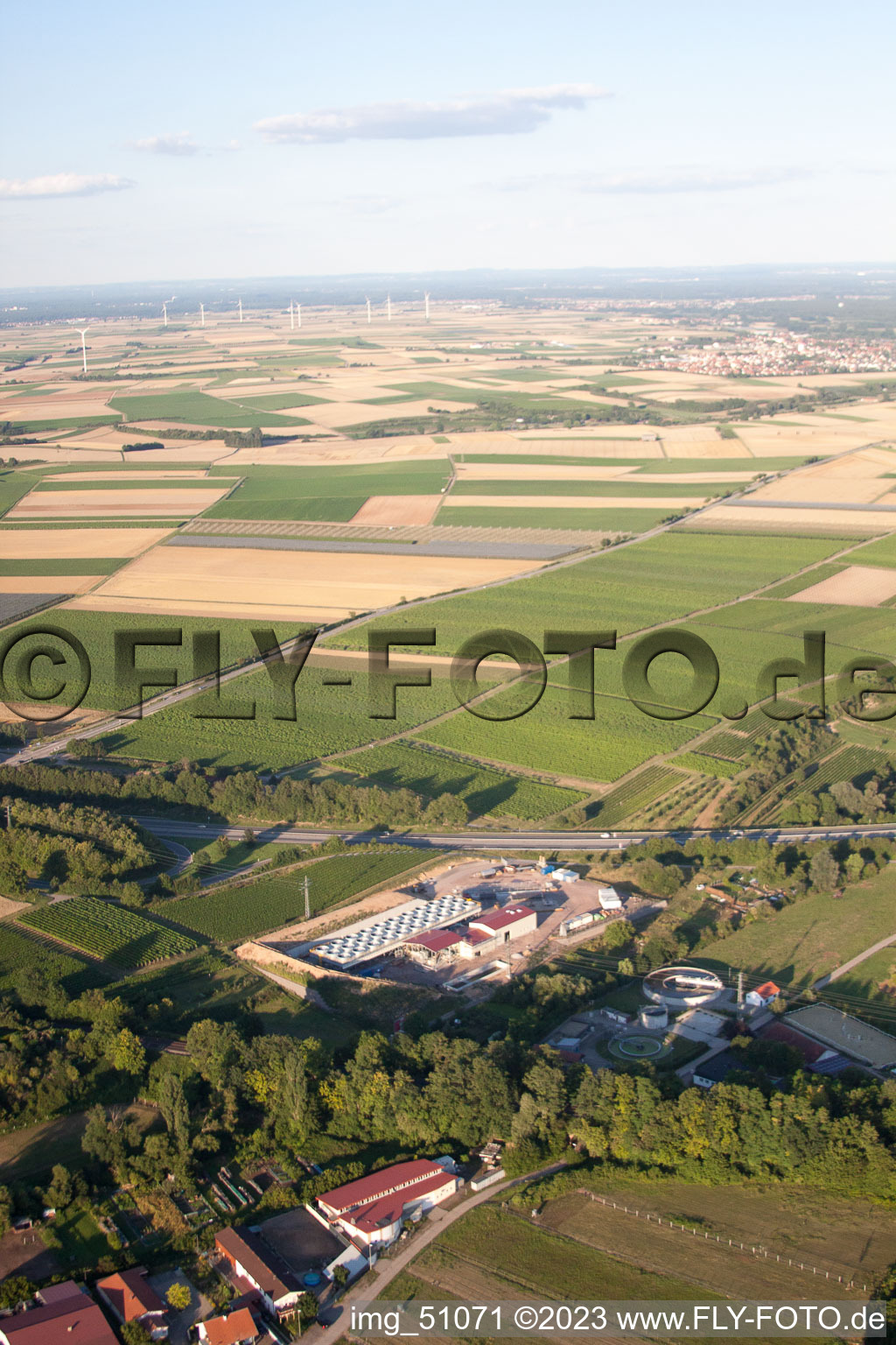 Luftbild von Geothermieanlage der Pfalzwerke geofuture GmbH bei Insheim an der A65 im Bundesland Rheinland-Pfalz, Deutschland