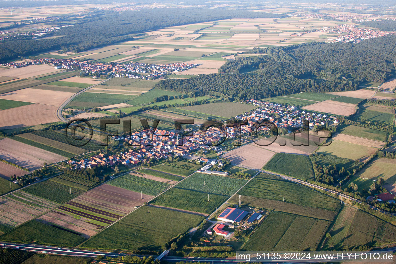 Aus Südosten in Erlenbach bei Kandel im Bundesland Rheinland-Pfalz, Deutschland