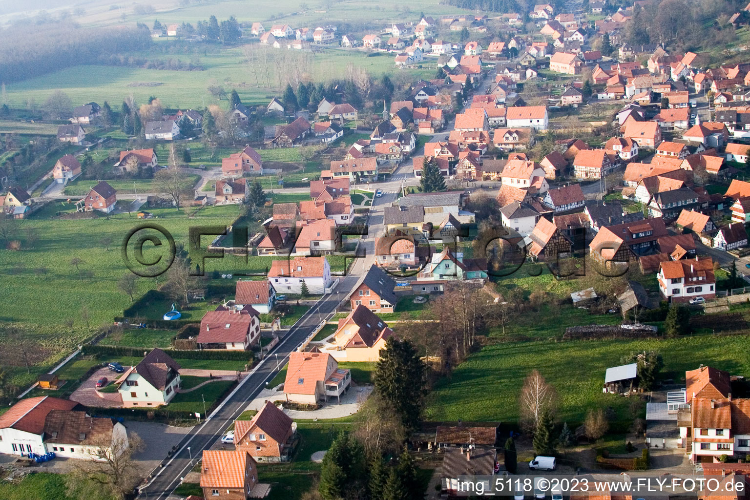 Luftbild von Lobsann (Elsass) im Bundesland Bas-Rhin, Frankreich