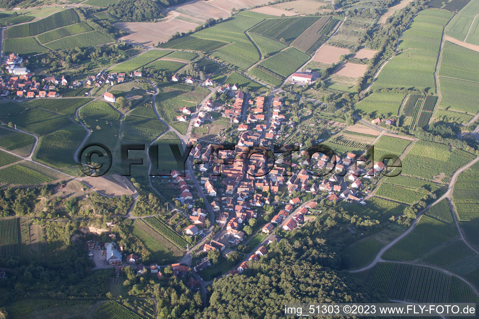 Ortsteil Gleishorbach in Gleiszellen-Gleishorbach im Bundesland Rheinland-Pfalz, Deutschland aus der Drohnenperspektive