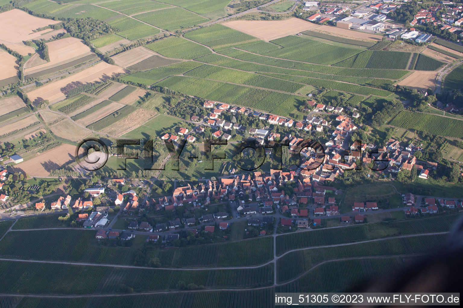 Drohnenbild von Ortsteil Pleisweiler in Pleisweiler-Oberhofen im Bundesland Rheinland-Pfalz, Deutschland