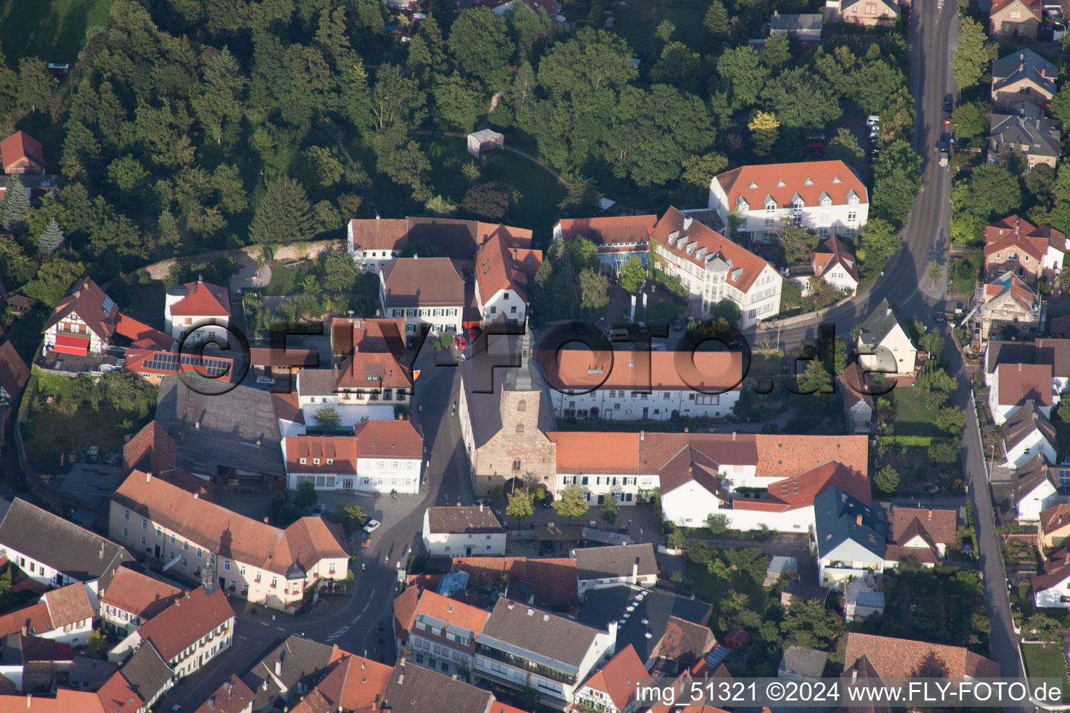 Klingenmünster im Bundesland Rheinland-Pfalz, Deutschland aus der Drohnenperspektive