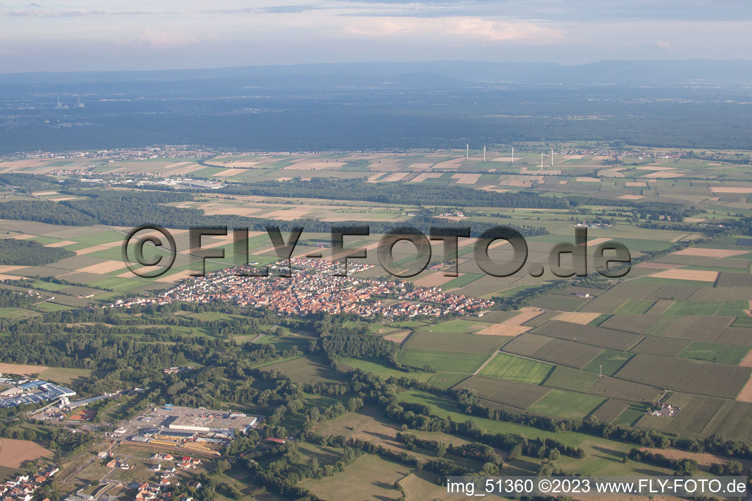 Steinweiler im Bundesland Rheinland-Pfalz, Deutschland aus der Luft