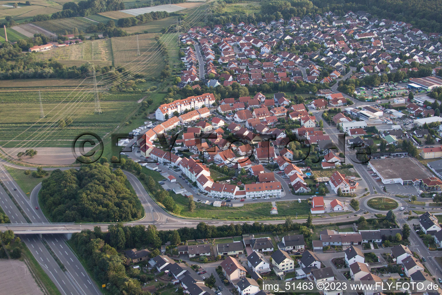 Rülzheim im Bundesland Rheinland-Pfalz, Deutschland vom Flugzeug aus