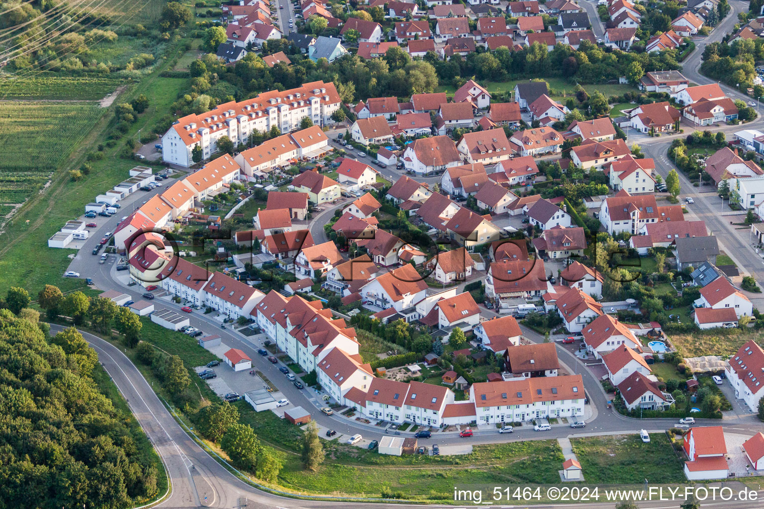 Luftbild von Ortsteil Helmut-Braun-Ring in Rülzheim im Bundesland Rheinland-Pfalz, Deutschland