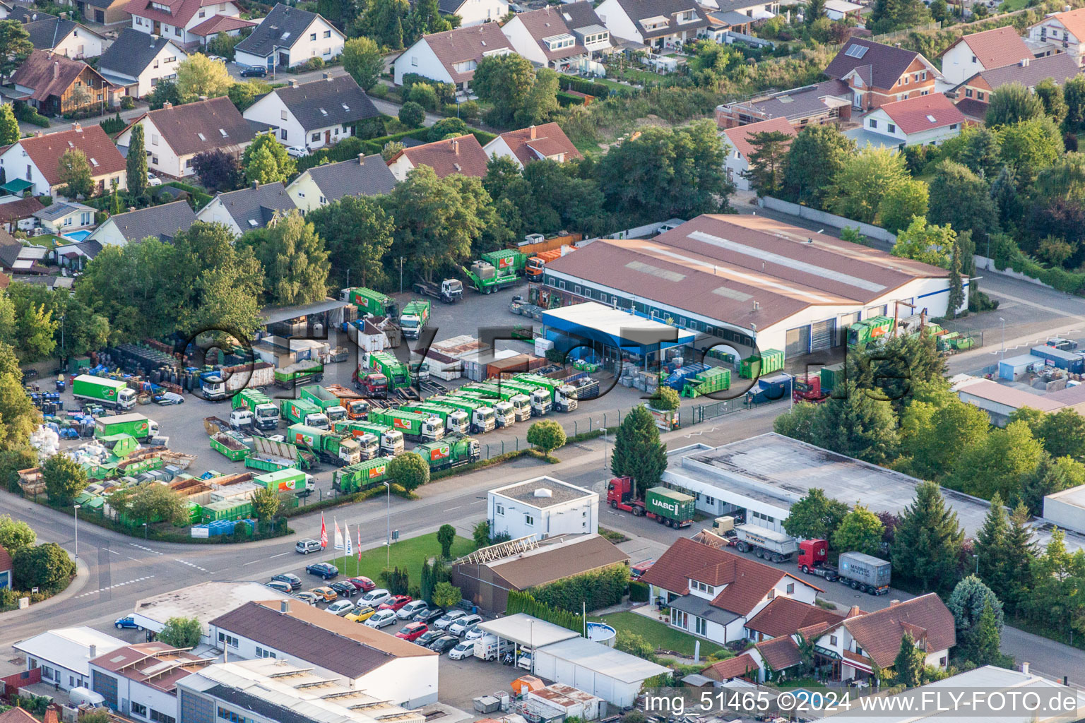 Gelände der Müll- und Recycling- Sortieranlage Wertstoffhof Rülzheim in Rülzheim im Bundesland Rheinland-Pfalz, Deutschland