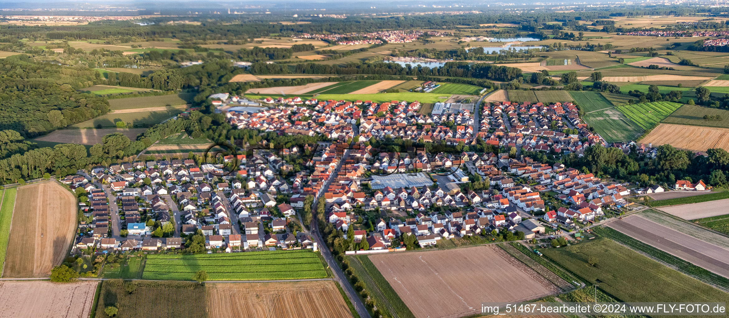 Rülzheim im Bundesland Rheinland-Pfalz, Deutschland aus der Vogelperspektive