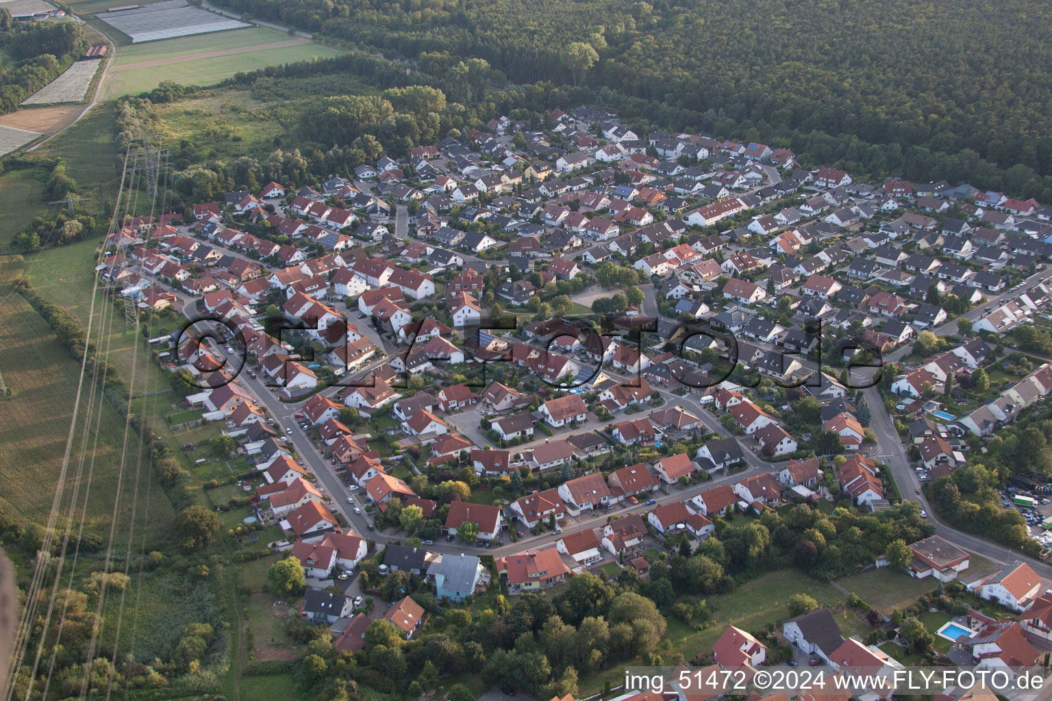 Drohnenbild von Rülzheim im Bundesland Rheinland-Pfalz, Deutschland