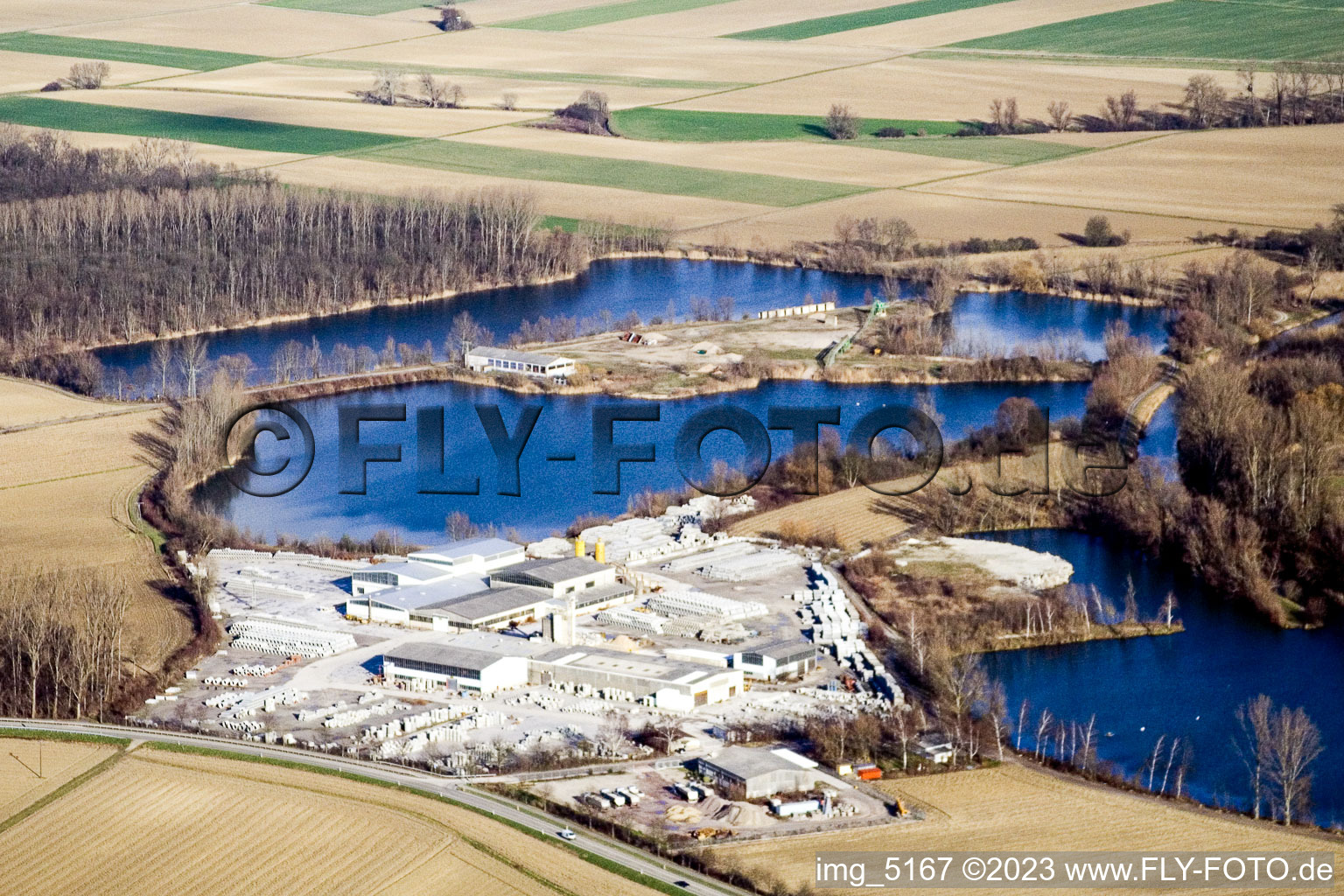 Luftaufnahme von Neupotz, Baggersee im Bundesland Rheinland-Pfalz, Deutschland