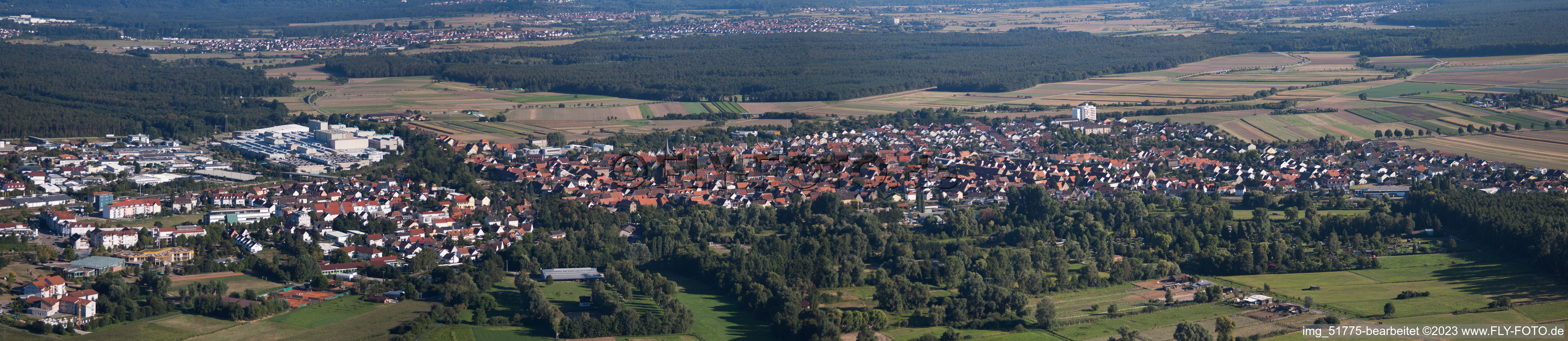 Luftbild von Panorama im Ortsteil Graben in Graben-Neudorf im Bundesland Baden-Württemberg, Deutschland