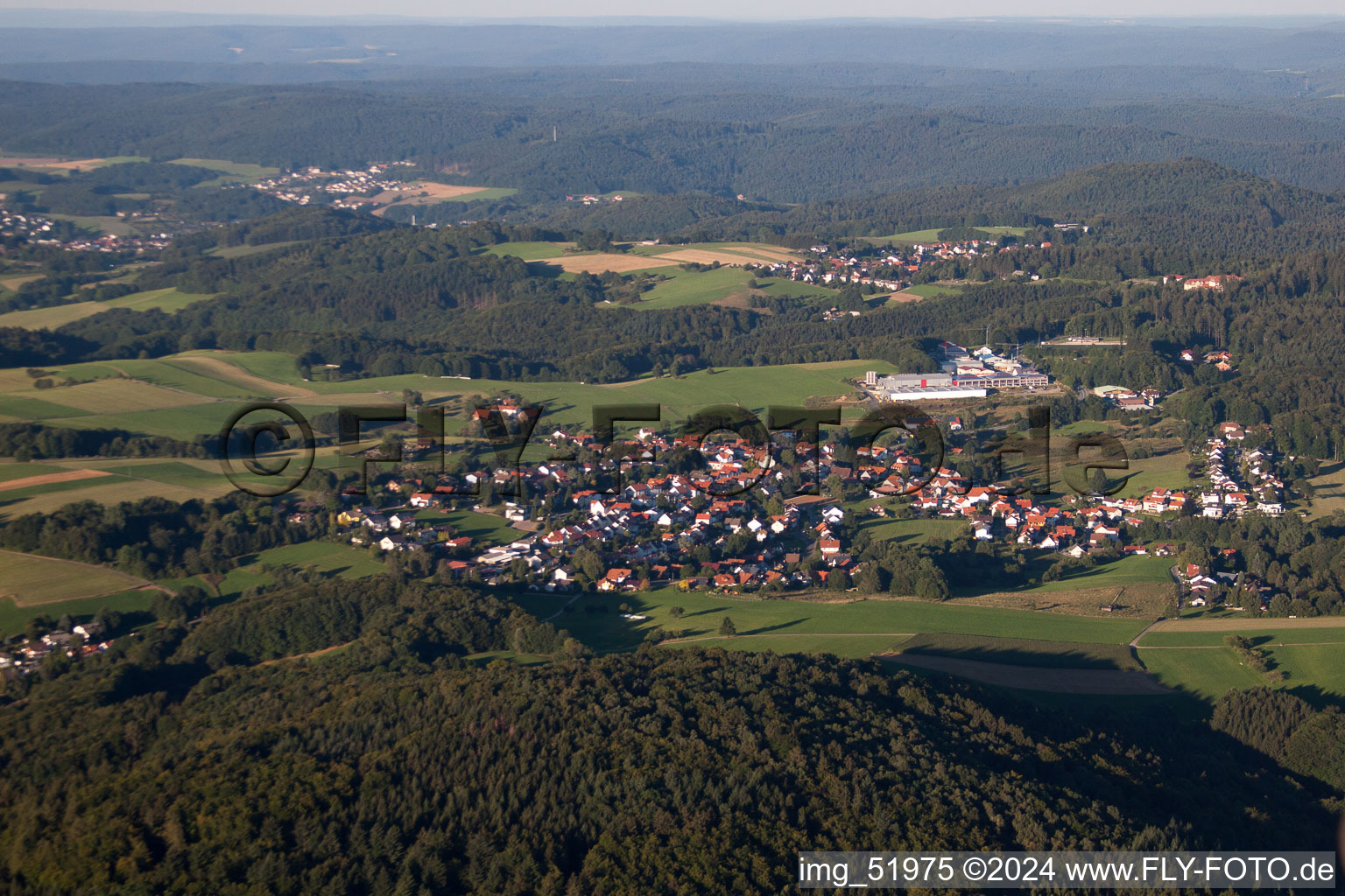 Luftaufnahme von Ortsteil Ober-Abtsteinach im Bundesland Hessen, Deutschland