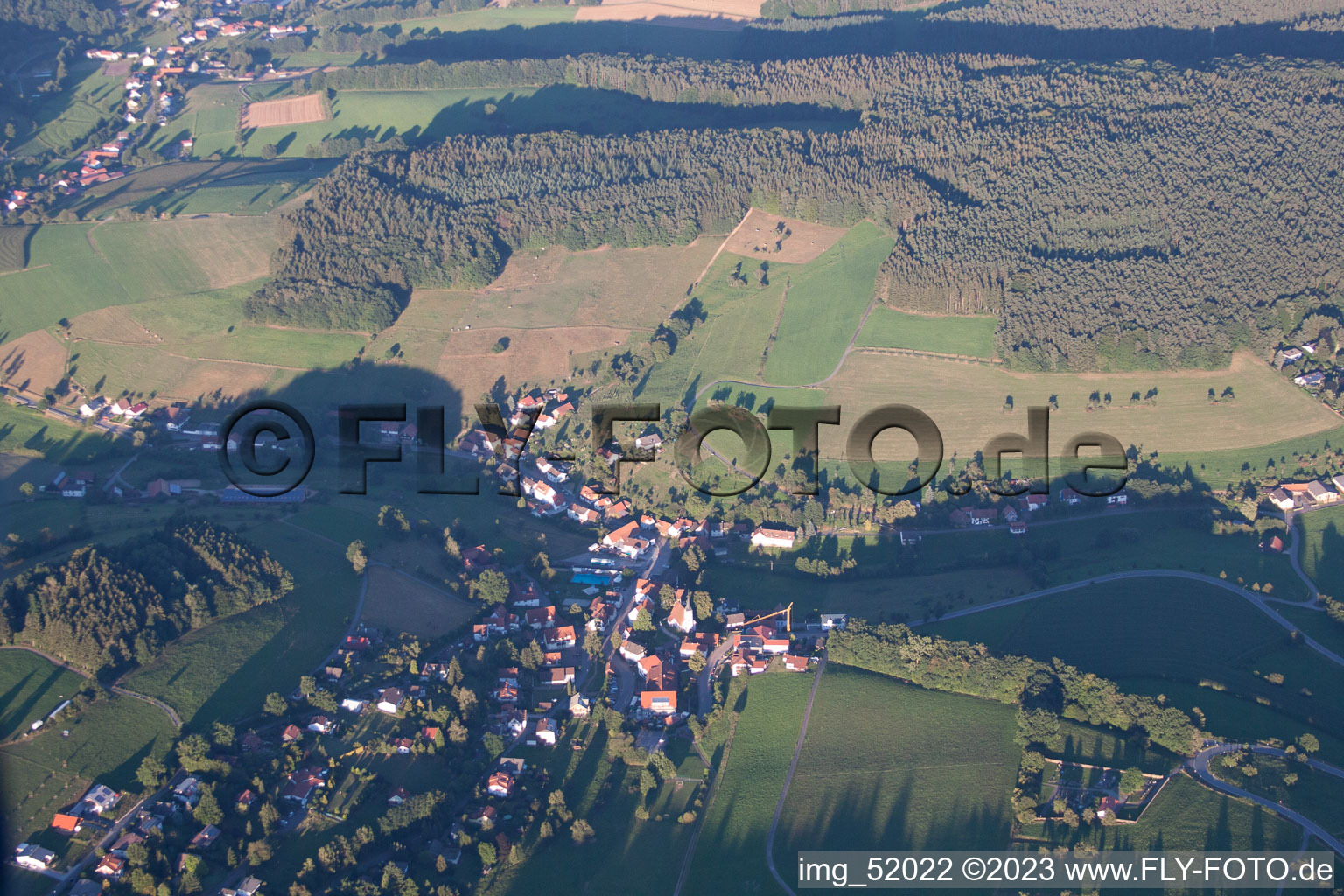Ortsteil Güttersbach in Mossautal im Bundesland Hessen, Deutschland von oben gesehen