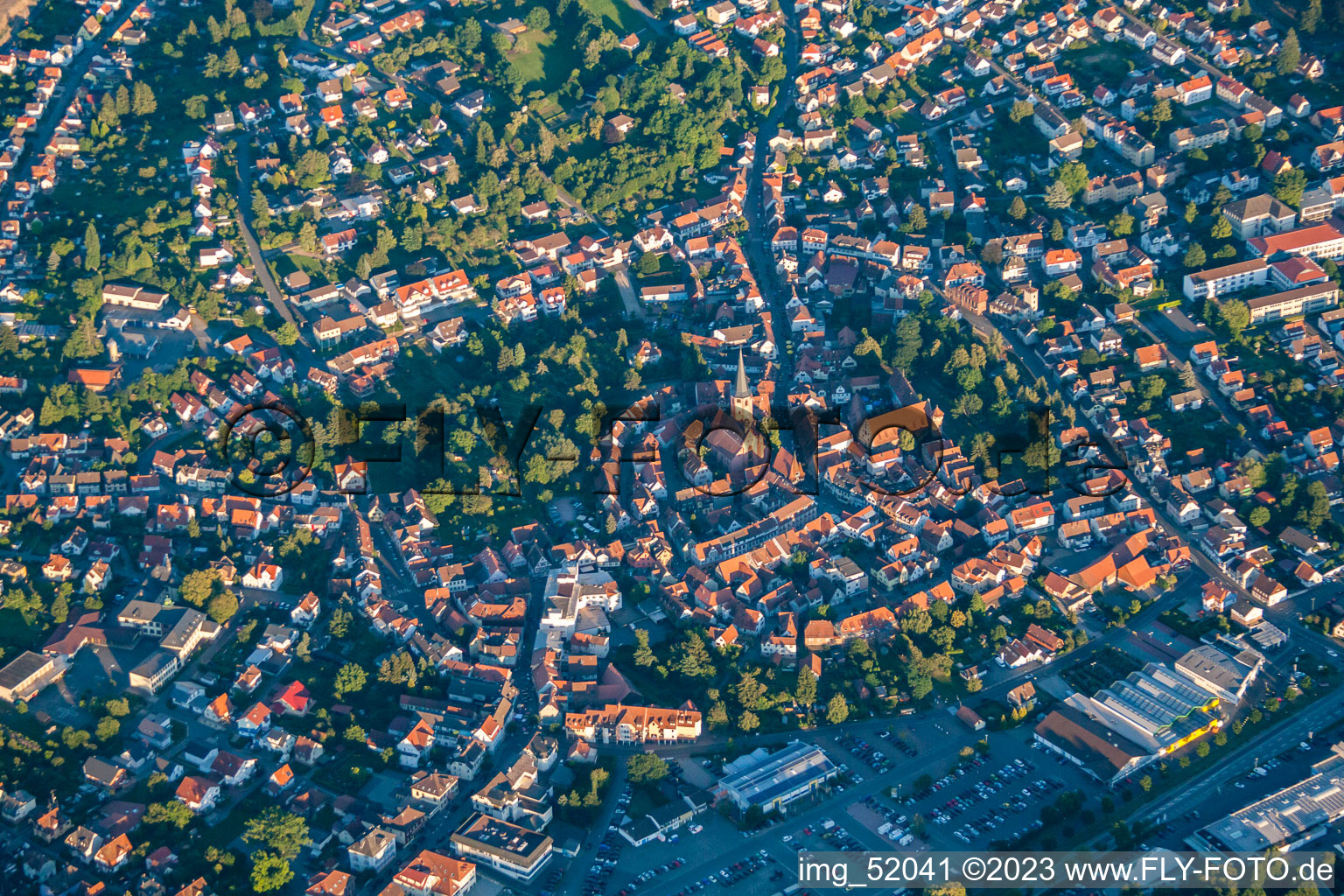 Luftbild von Historische Altstadt in Michelstadt im Bundesland Hessen, Deutschland