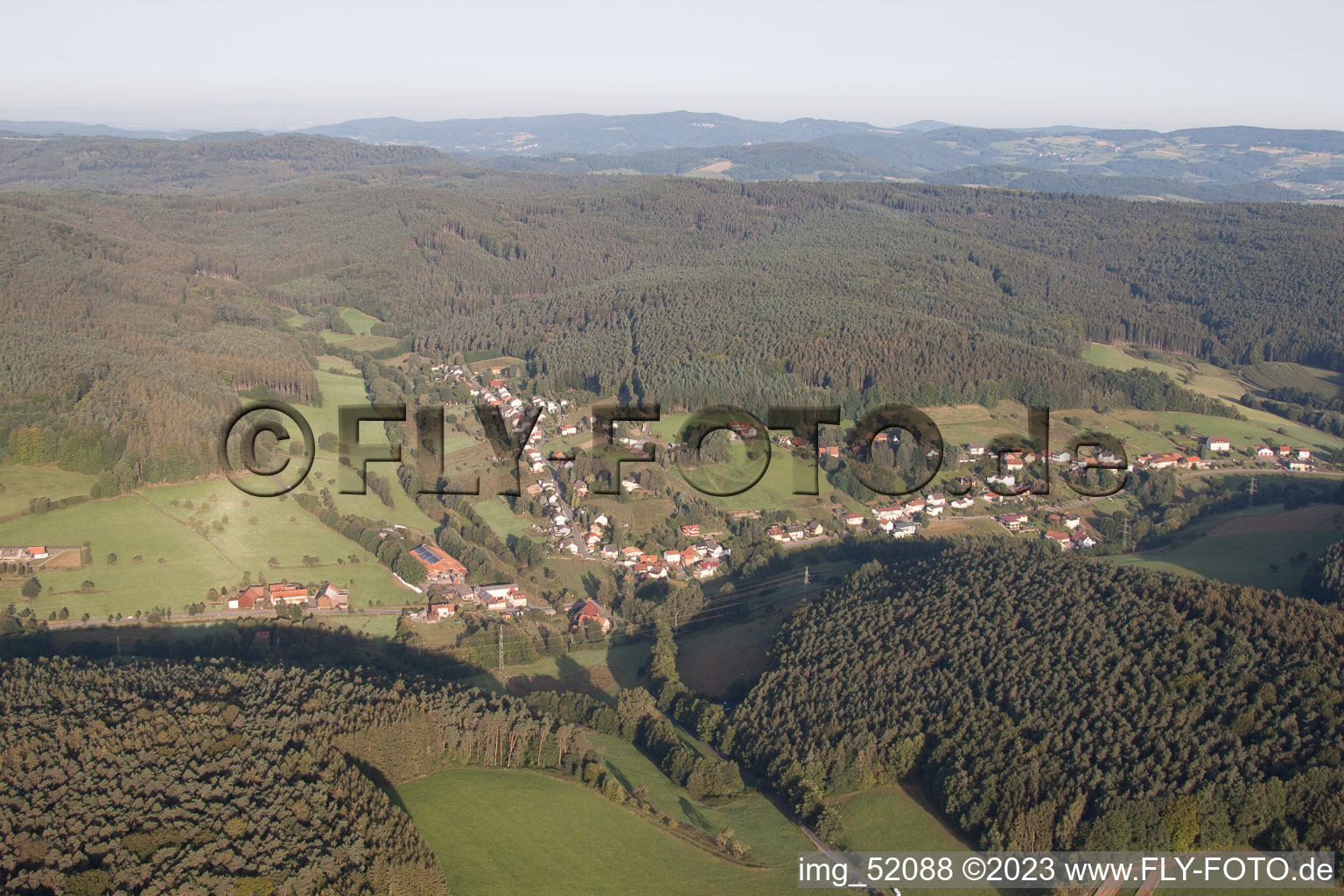 Luftaufnahme von Unter-Mossau im Bundesland Hessen, Deutschland