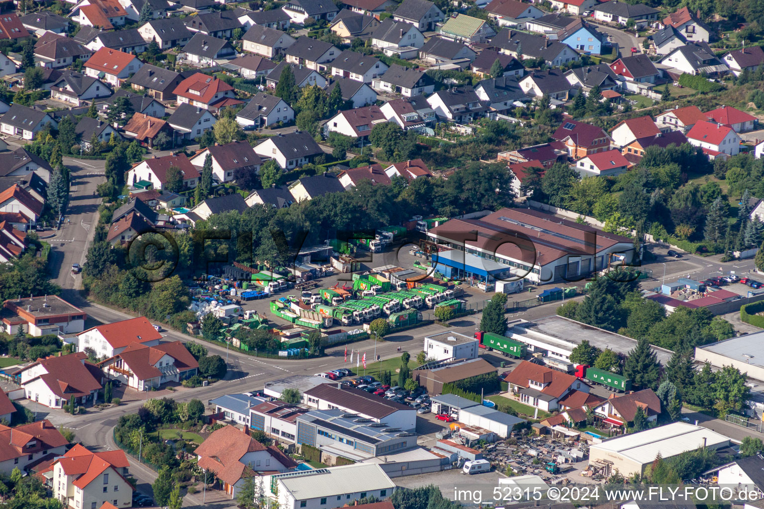 Luftbild von Gelände der Müll- und Recycling- Sortieranlage Wertstoffhof Rülzheim in Rülzheim im Bundesland Rheinland-Pfalz, Deutschland