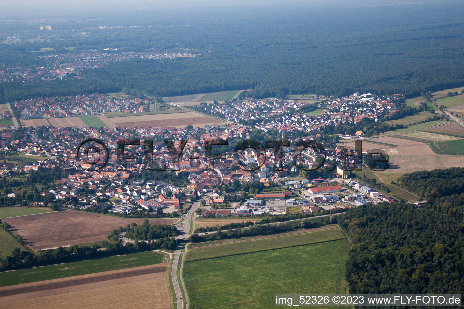 Rheinzabern im Bundesland Rheinland-Pfalz, Deutschland von oben gesehen