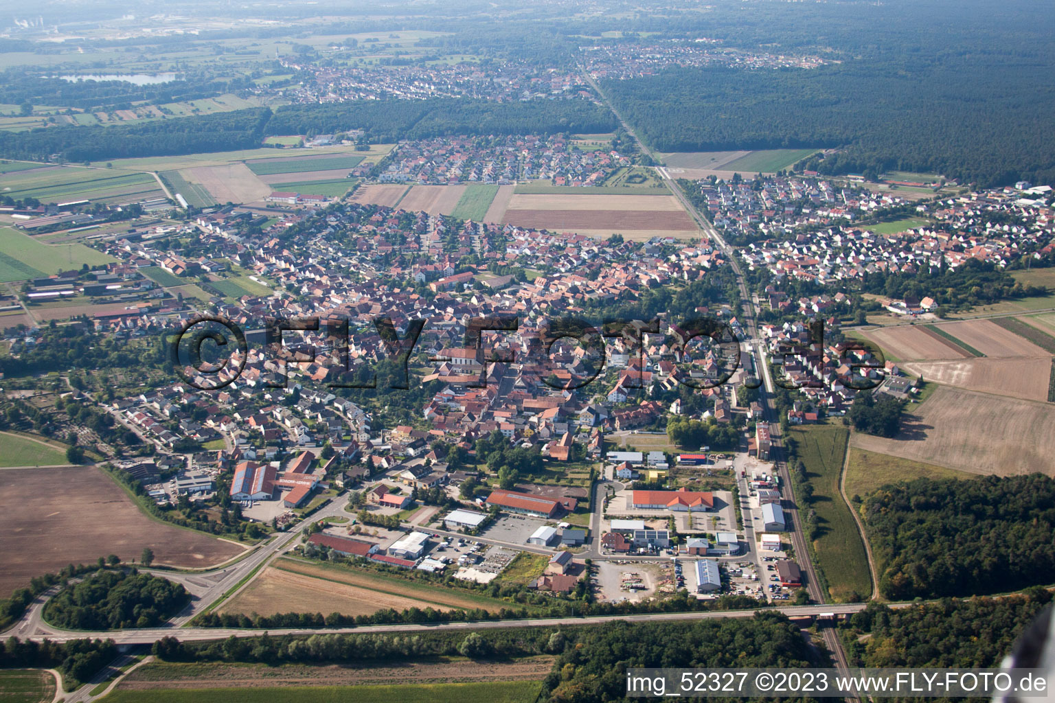 Rheinzabern im Bundesland Rheinland-Pfalz, Deutschland vom Flugzeug aus