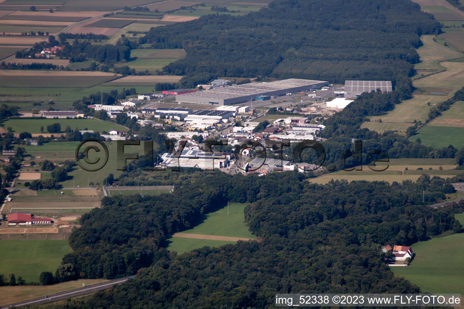 Luftaufnahme von Minderslachen, Industriegebiet Horst in Kandel im Bundesland Rheinland-Pfalz, Deutschland